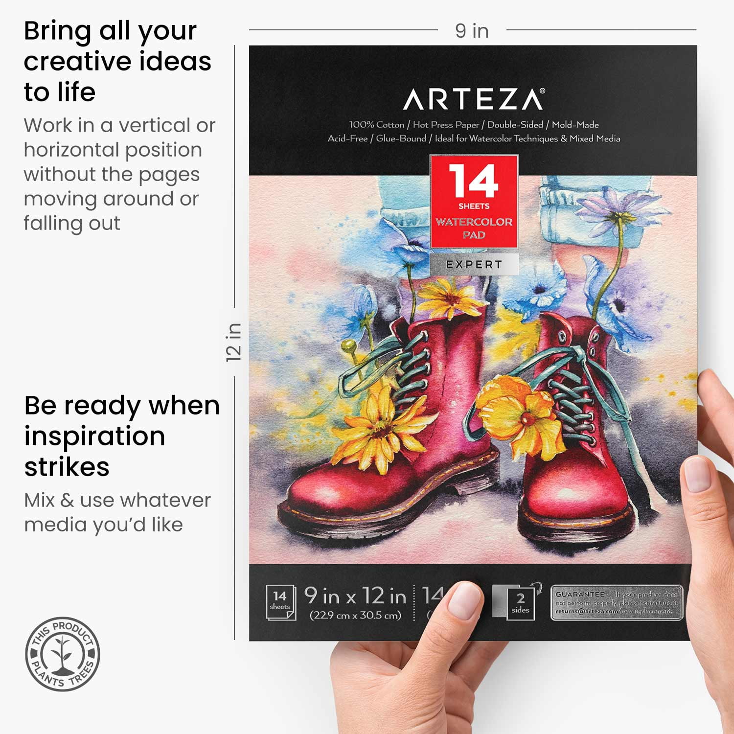 Arteza Watercolor Pad 9"X12"-14 Sheets