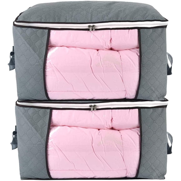 Edredón Combocube con bolsa de almacenamiento, con ventana transparente, gris, 2 unidades