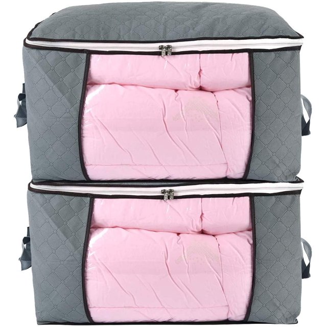 Edredón Combocube con bolsa de almacenamiento, con ventana transparente, gris, 2 unidades