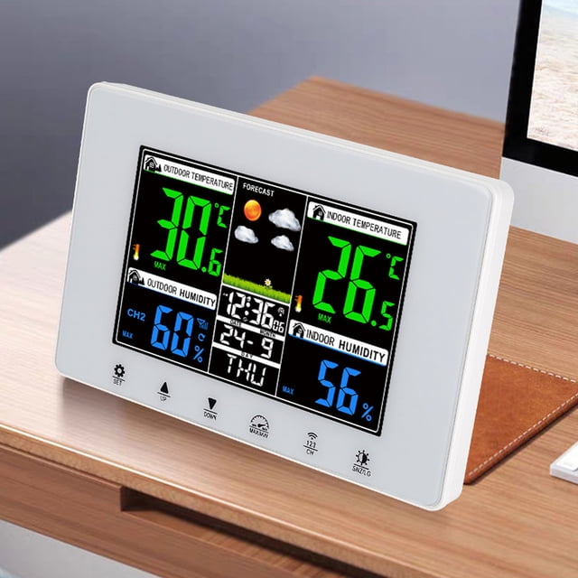 Reloj De Pronóstico Del Tiempo, Reloj Compacto Con Monitor De Humedad Y Temperatura, Brillo Ajustable Para Horno