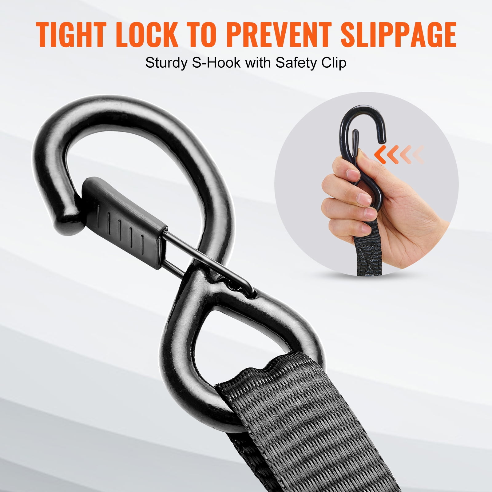 VEVOR Ratchet Tie Down Straps (4PK), 2200 lb Max Break Strength, Includes 4 Premium 1" x 15' Rachet Tie Downs with Padded Handles, for Moving Securing Cargo, Appliances, Lawn Equipment, Motorcycle