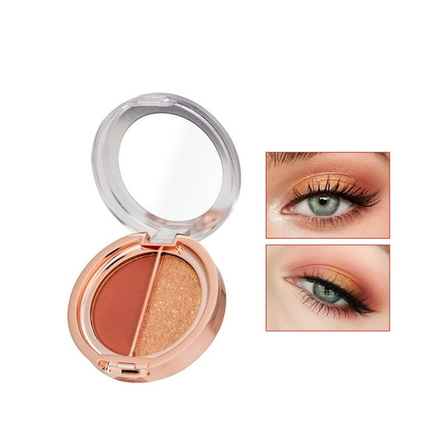 Timipoo Sombra de ojos de doble color, paleta de maquillaje de ojos de alto pigmento, sombra de ojos de metal con brillo mate, sombra de ojos de color resistente al agua y duradera (01 # naranja atard