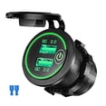 thumbnail image 1 of Kenally Enchufe de 12 V-24 V, toma de corriente, de coche de cobre, resistente al agua, 2 puertos, adaptador de corriente de montaje en enchufe Accesorios para motos Luz verde/2 puertos Kenally VI000815-06, 1 of 6