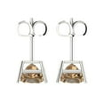 thumbnail image 4 of 4 Ct Princess Cut Studs Champagne Crystal 14K White Solid Gold Everyday Dainty Earrings Push Back, 4 of 7
