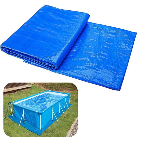 Ebaokuup 11 x 7.8 Ft Swimming Pool Ground Cloths- Rectangular Waterproof PE Swimming Pool Liner Pad for Protect Above Ground Pool Prevents Punctures Pool Tarp
