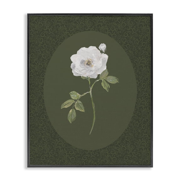 Stupell Industries Emerald & White Oval Rose Black Framed Giclee Art, design by Sally Swatland