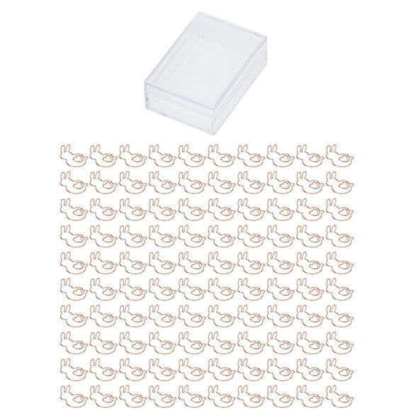 Trombones Portable Mignon Animal Forme Galvanoplastie Rose Or Métal Trombone Boîte Fournitures De Bureau (100PCS)(Rabbit)