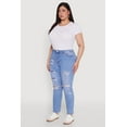 thumbnail image 3 of Womens Plus Size WAX High Waisted Distressed and Frayed Jeans, 3 of 5
