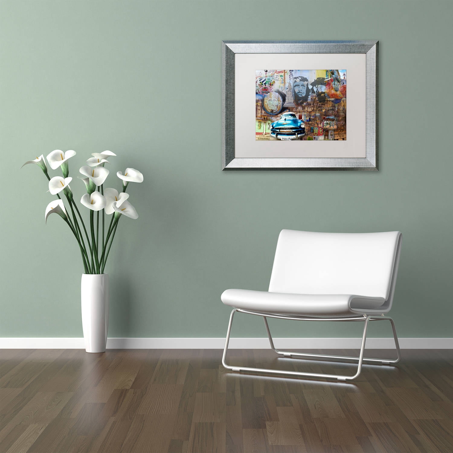 Trademark Fine Art "Havana Club II" Canvas Art by Alberto Lopez, White Matte, Silver Frame