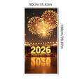 thumbnail image 3 of Lilixerw 2026 New Year Scene Door Banner,Happy New Year Print Front Door Cover for Wall and Party Backdrop,Reusable Polyester Fabric Door Hanging Decor,70.8x35.4 Inch, 3 of 7