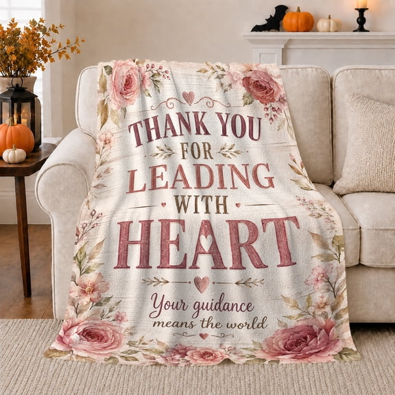 Inspirational Thanks, Cozy Typography Art Scene, Warm Flannel Blanket for Living Room and Reading Nook with Detailed Artwork, Art Lovers Thank You Gift, Artistic Home Decor