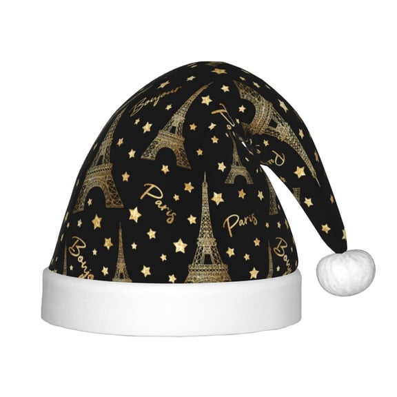 Vsdgher Paris Romantic Christmas Hat, Santa Hat for Kids Xmas Holiday Hat Red Classic Christmas New Year Festive Party Supplies