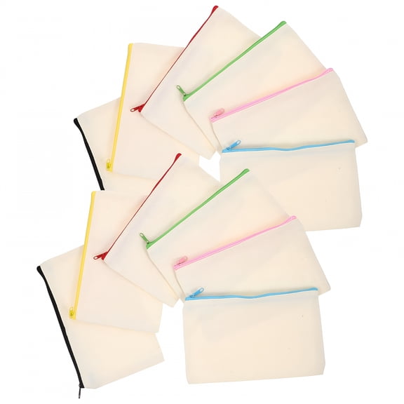 GASTROPOD 12 Pcs Blank Canvas Pencil Case Cosmetic Bag Craft Tote Purse Cosmetics Pouch Makeup Bags in Bulk Zipper