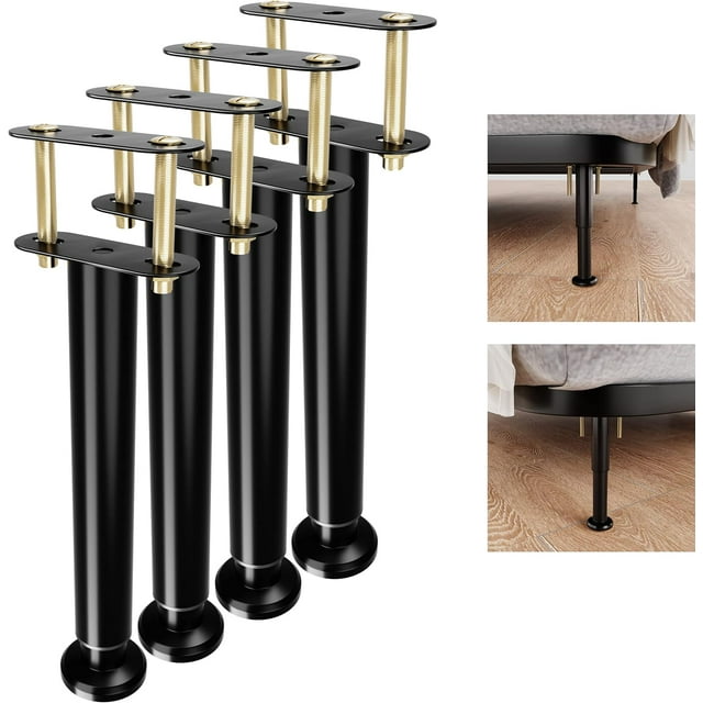 vfytbgnhj Pieds de Support de Cadre de Lit Réglables, Pied de Support Central en Métal, Kit de Renforcement de Lattes de Lit pour Remplacement de Cadre de Lit