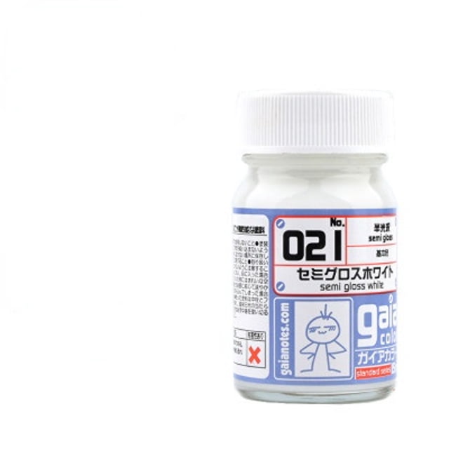 Gaia Color 021 Semi-Gloss White Lacquer Paint 15ml Scale Model Top Coat