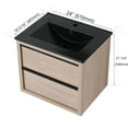 thumbnail image 4 of Tcbosik 24 Inch Floating Bathroom Vanity with Sink Combo, Single Sink Wall Mounted Bathroom Vanity, with 2 Drawers and Black Ceramic Basin Sink Top, Oak, 4 of 9