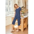 thumbnail image 4 of Ekouaer 2 Pack: Women' Pajamas Set Short Sleeve Sleepwear Capri Pants Pjs Soft Loungewear with Pockets, 4 of 6