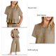 thumbnail image 3 of Conjunto de trajes de verano para mujer Conjunto de pantalones de pierna recta ancha y top de manga corta con ribete de volantes, 3 of 4