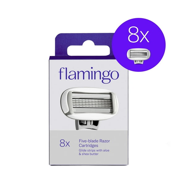 Flamingo 5-Blade Women's Razor Blade Refills, 8 Count