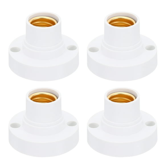 Uxcell E14 Bulb Socket, 4pcs Round Screw Base Lamp Holder Light Replacement Bases for Halogen CFL Light Bulb, White