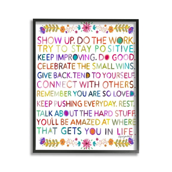 Stupell Industries Floral Motivational Phrases Botanical & Floral Painting Black Framed Art Print Wall Art, 11 x 14