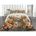 thumbnail image 2 of Ambesonne Rustic Quilted Coverlet 3 Pcs, Farmhouse Summer Chamomiles, Queen Size, Orange Sepia and Off White, 2 of 4