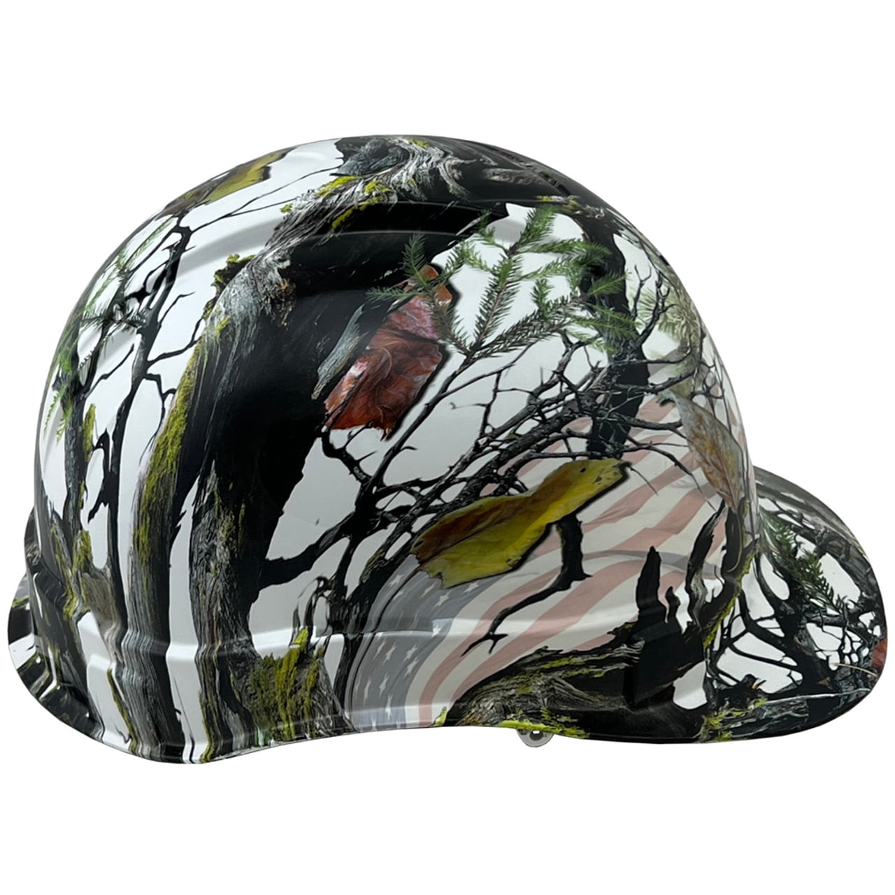 American Flag Camo Hydro Dipped Hard Hats Cap Style with 4 Pt Suspension
