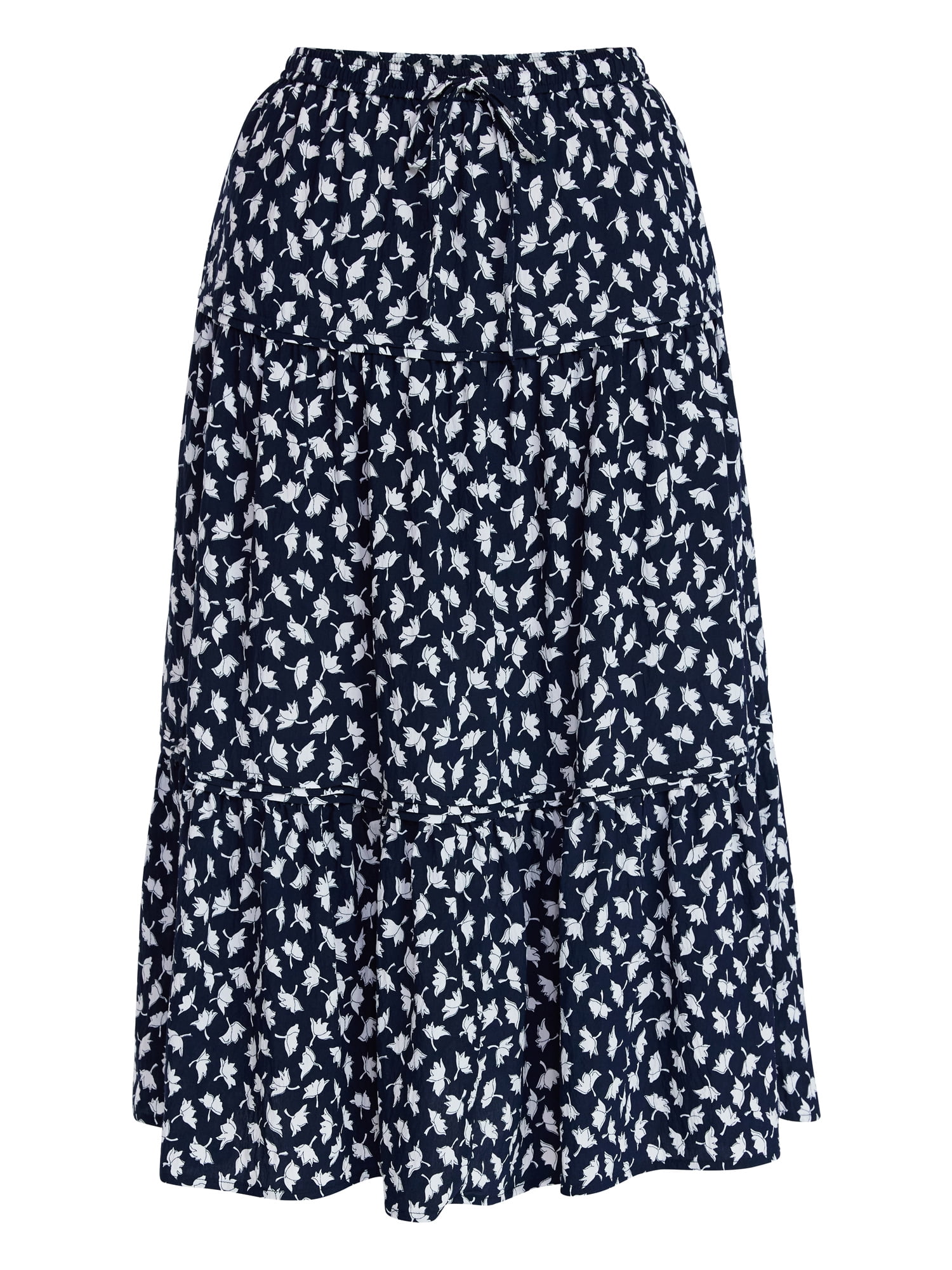 Time and Tru Women's Tiered Print Midi Skirt, Sizes XS -XXXL