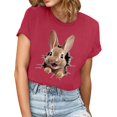 thumbnail image 3 of Women's Easter Bunny Casual Fashion Holiday Spirit T-Shirt Top Short Sleeve Watermelon Red XL, 3 of 5