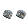 thumbnail image 3 of Maytalsory Bonnet Ethnique Style Hijab Floral Imprimé Coloré Turban Réglable Oreille Protection Style Accessoires Bonnet Bleu Bande 2Set, 3 of 6