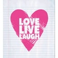 thumbnail image 3 of Live Laugh Love Queen Size Duvet Cover Set, Notebook Style Backdrop with a Giant Heart and a Motivational Phrase, Decorative 3 Piece Bedding Set with 2 Pillow Shams, Hot Pink White, by Ambesonne, 3 of 3
