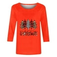 thumbnail image 4 of Patlollav Christmas Tops for Ladies,Womens Blouse 3/4 Sleeve Round Neck Casual Tops Gift, 4 of 6