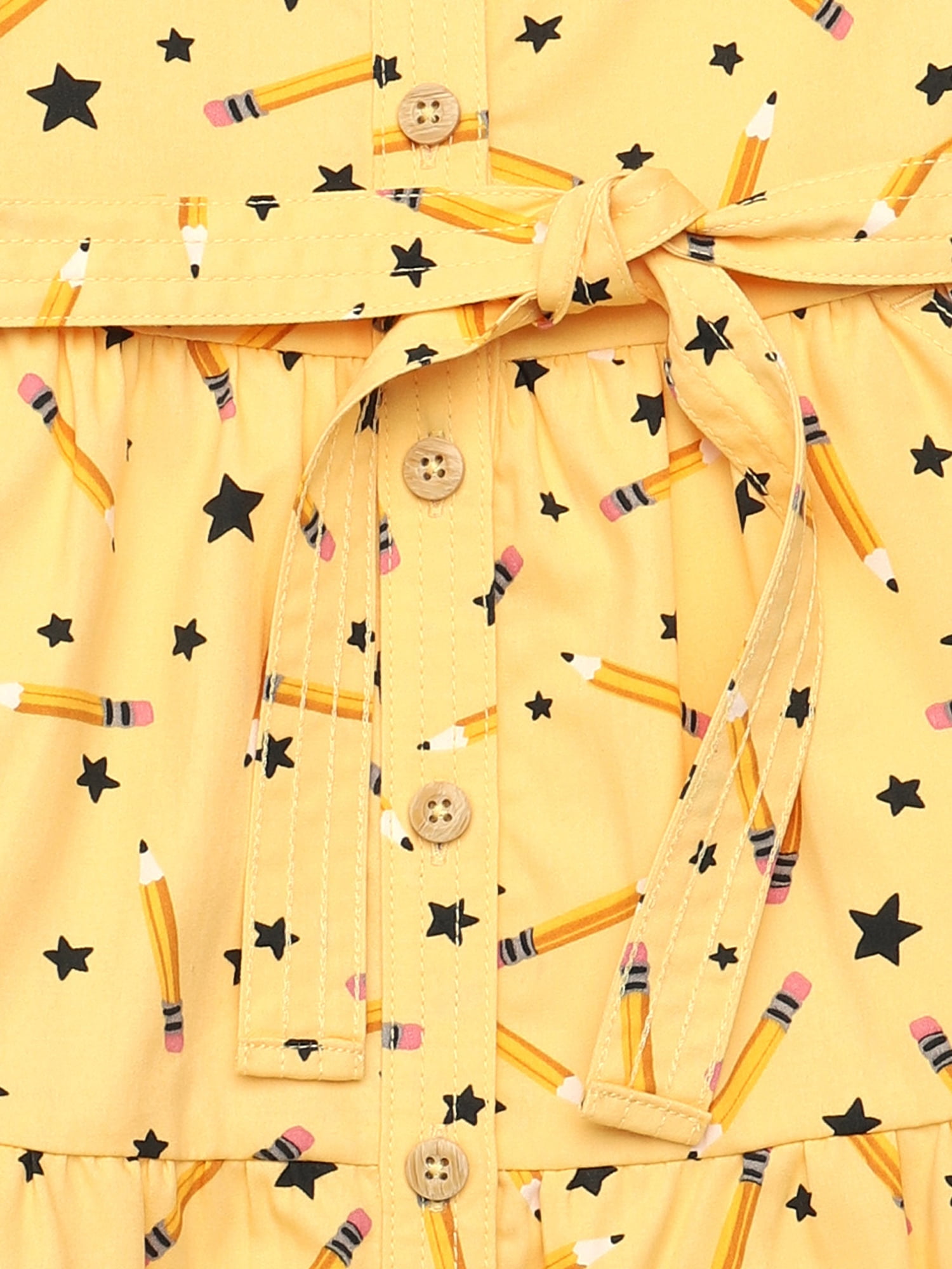 Zac Kids Pencil Print Collar Dress with Sash Belt, Sizes 4-18