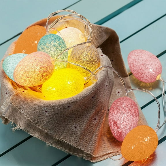 AYktou 5 Ft Easter Decorations Easter Lights String, Battery Operated 10-Easter Eggs LED Light Wire, Outdoor Pastel Warm Light Indoor Home Party Spring Themed Bedroom Fireplace Decor