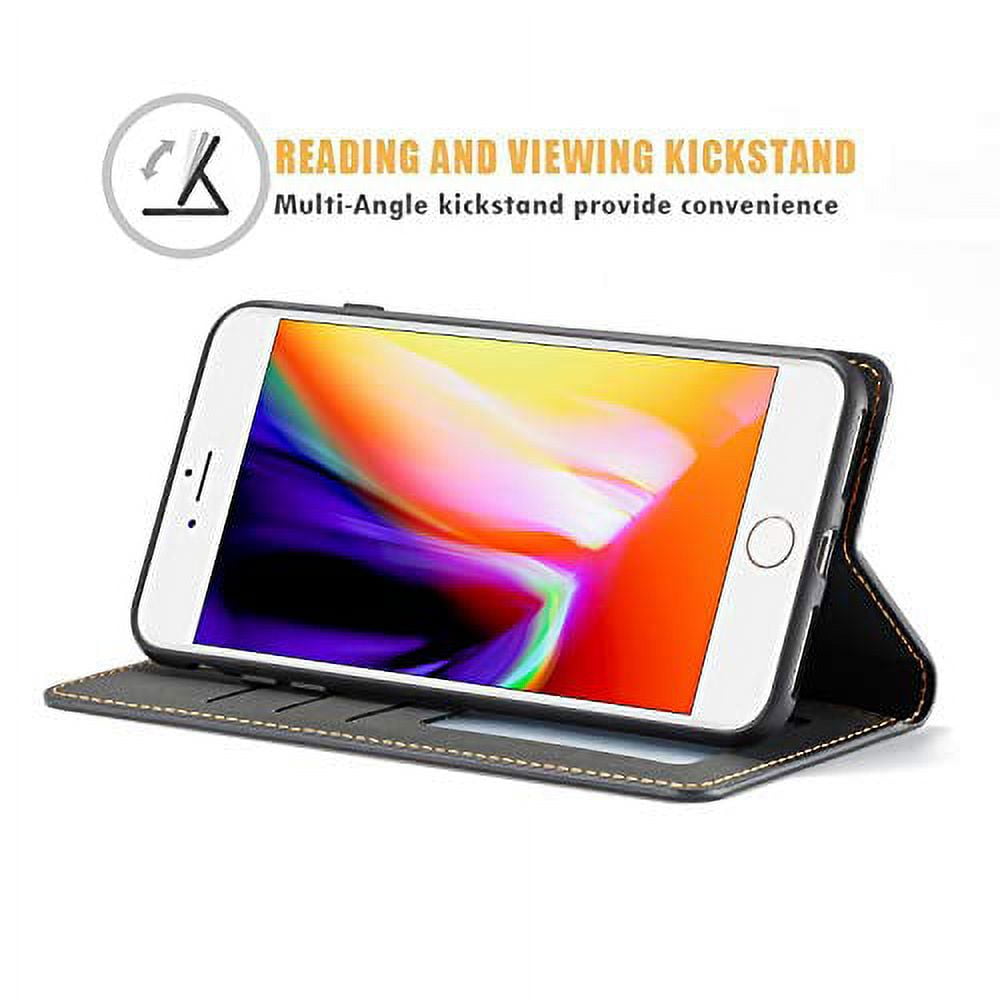 Funda De Cuero Con Purpurina Para IPhone, Carcasa Magnética Con Tapa Para Tarjetas, Para Modelos