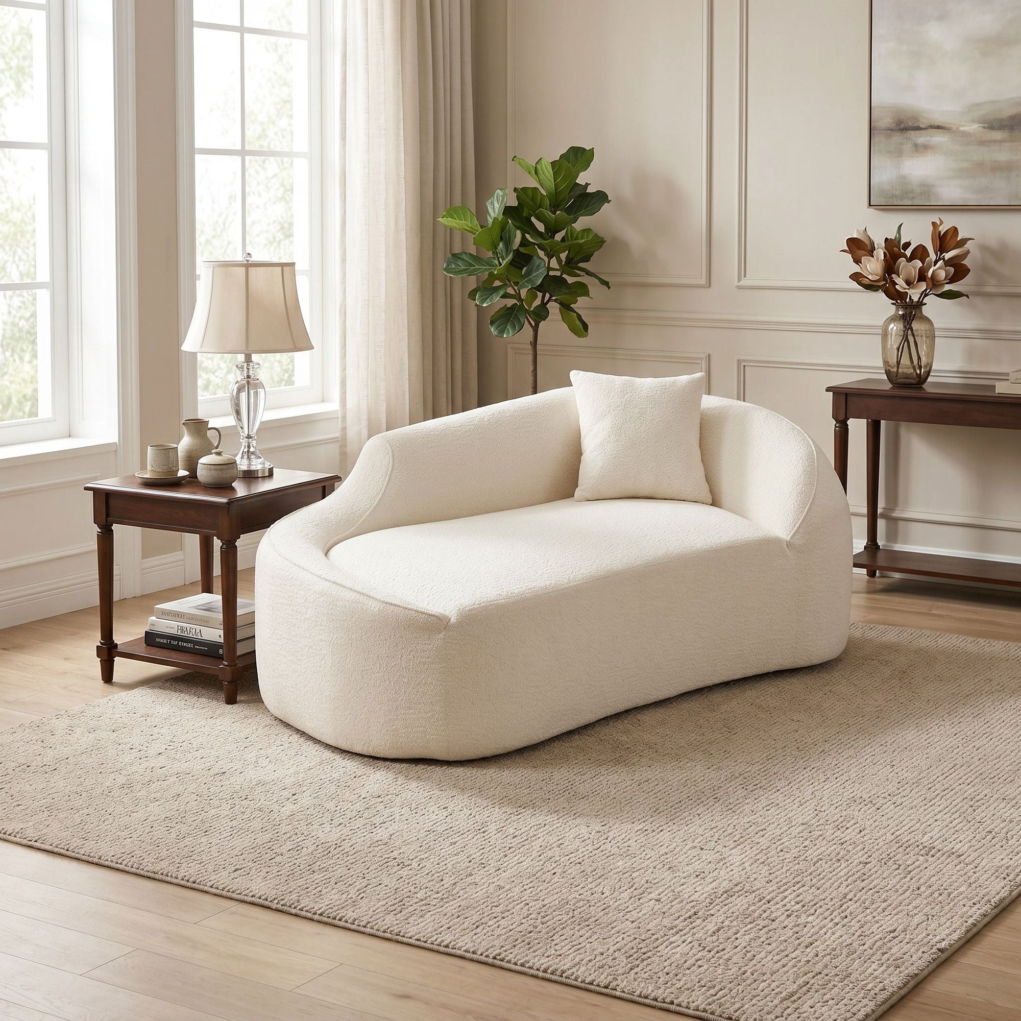 Sailvan Compression Curved Chaise Longue Loveseat Sofa Bed with 1 Pillow