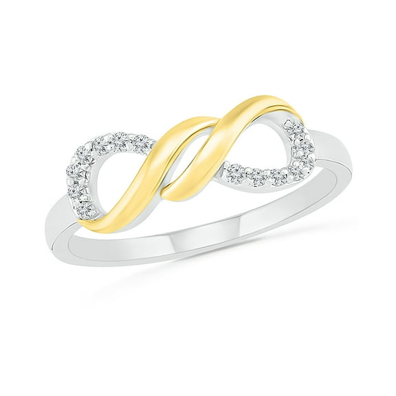 DGOLD Sterling Silver & 10kt Yellow gold White Round Diamond Infinity Ring (0.10 Cttw)