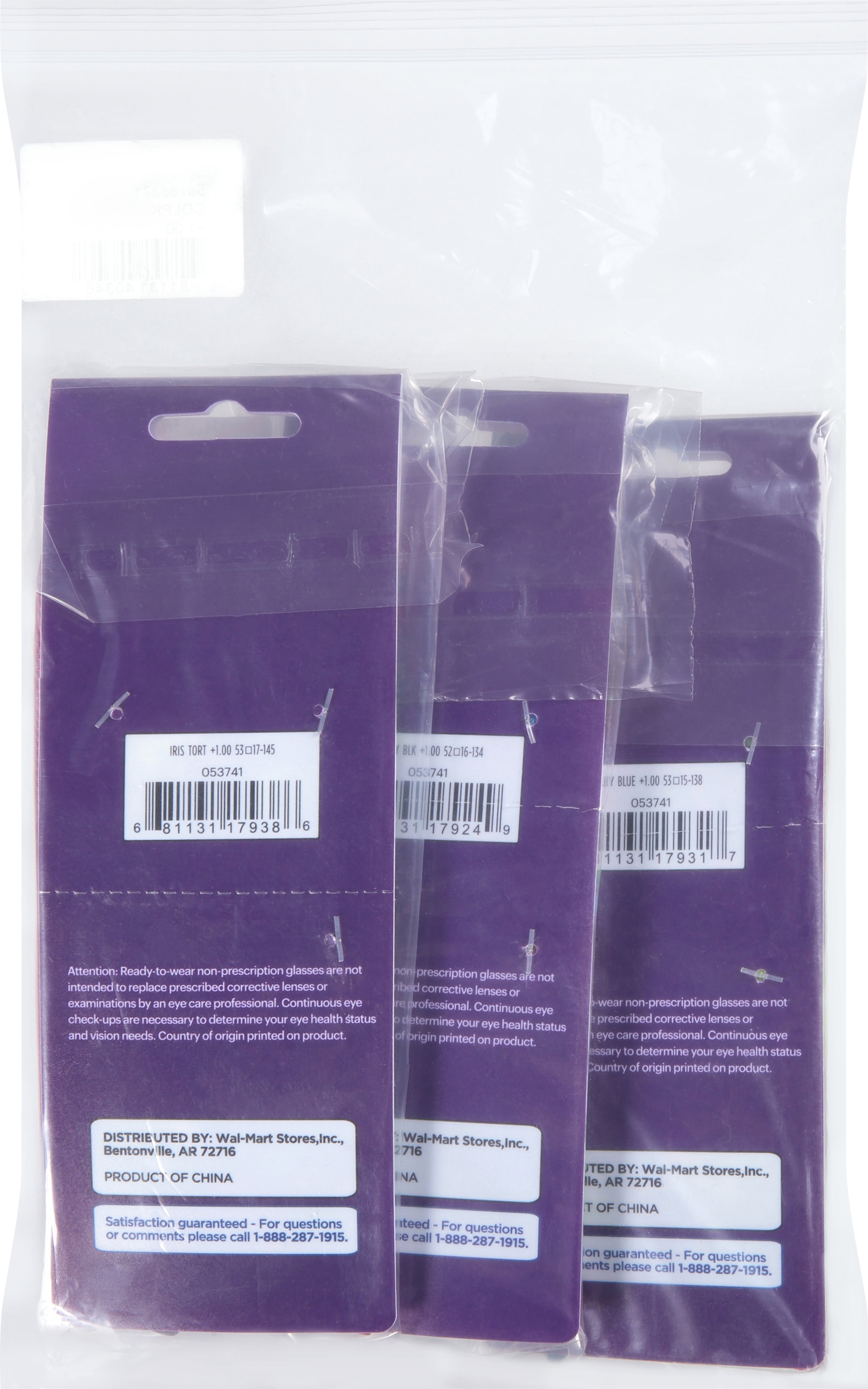 Equate Women's Sprig Value 3-Pack Rectangular Reading Glasses, +1.00