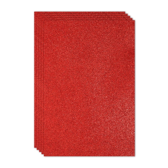 Uxcell Red Shiny EVA Glitter Foam Sheet 11.8 x 7.9 Inch 2mm Thick Sparkle EVA Glitter Felt for Crafts DIY Project, 5 Pcs