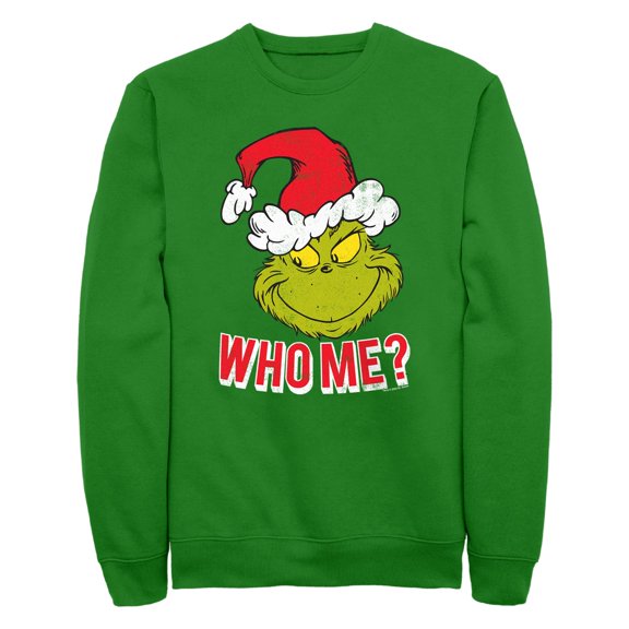 Men's Dr. Seuss Santa the Grinch Who Me Sweatshirt