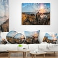 thumbnail image 3 of Designart Beach with Ancient Ruins Panorama - Landscape Printed Throw Pillow - 18x18, 3 of 4