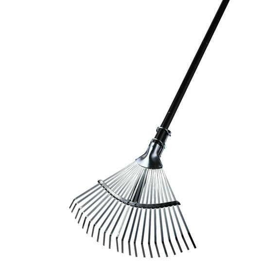 Yocada Rake For Leaves Heavy Duty Adjustable Long Handle 16.1" Wide Garden Tools for Camping Yard Pine Needle and Grass