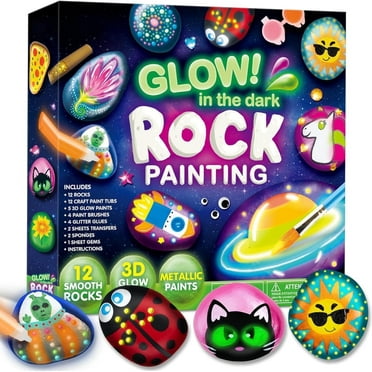 Joyfy Glow in the Dark Rock Painting Arts and Crafts Kit, Creative Fun for Kids Ages 6 