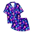 thumbnail image 5 of Womens Pajamas Sets Clearance Ghost Pjs Sets Pocket Button Front Short Sleeve Shorts Sleepwear Womens Pjs Sets Clearance Blue XXL, 5 of 5