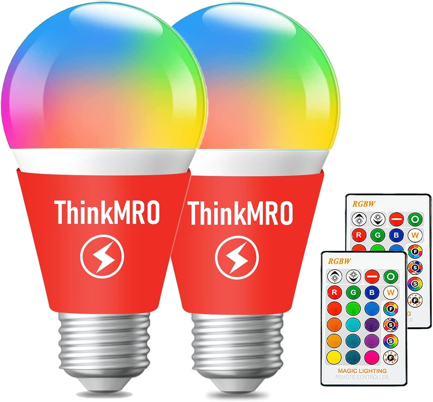 LXYWXS-Color Changing LED Light Bulbs with Remote RGBW Bulb 10W (85W Equivalent),A19 E26/27,Lamp Replace,Warm White,Dimmable Memory Function,Ideal Lighting for Home Decoration,Bar Party (2 Pack)
