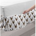 thumbnail image 2 of Landscape Bed Skirt, Winter Woods Theme Pattern of Deer Heads with Antlers and Fir Trees, Elastic Bedskirt Dust Ruffle Wrap Around for Bedding Decor, 4 Sizes, White Sepia Dark Taupe, by Ambesonne, 2 of 2