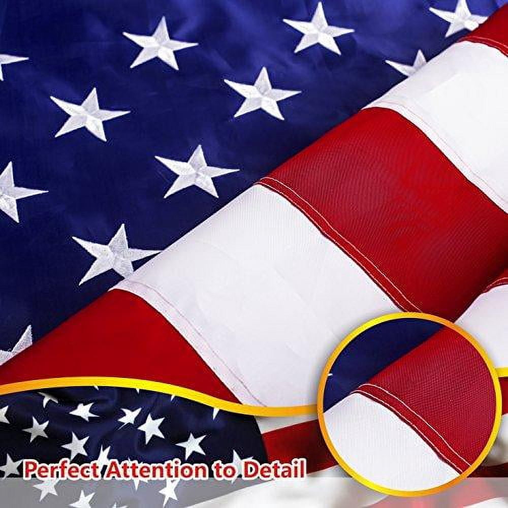 G128 - 8x12 feet American Flag | Embroidered 210D - Embroidered Stars, Sewn Stripes, Brass Grommets, Indoor/Outdoor, Vibrant Colors, Quality Polyester, US USA Flag