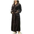 thumbnail image 2 of RXIRUCGD Peignoir Long pour Femme à Col Épaissi, Col Confortable, Robe de Nuit, Tenue d'Intérieur ( Noir, Taille : M ), 2 of 5