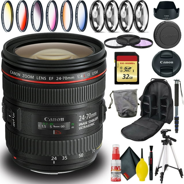 Canon EF 24-70mm USM Objectif (Modèle Intl) Inclut Filtres, Trépied, Sac, et Plus