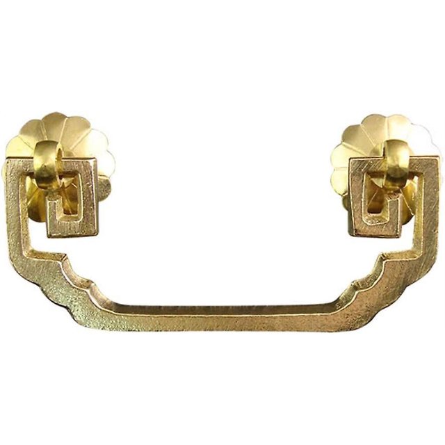Paquete de 4 cuadrados homocéntricos Tirador de manija de gabinete de fianza Tirador de cajón de caja de joyería antigua, centros de orificio de 2.56 pulgadas (65 mm), tono de latón